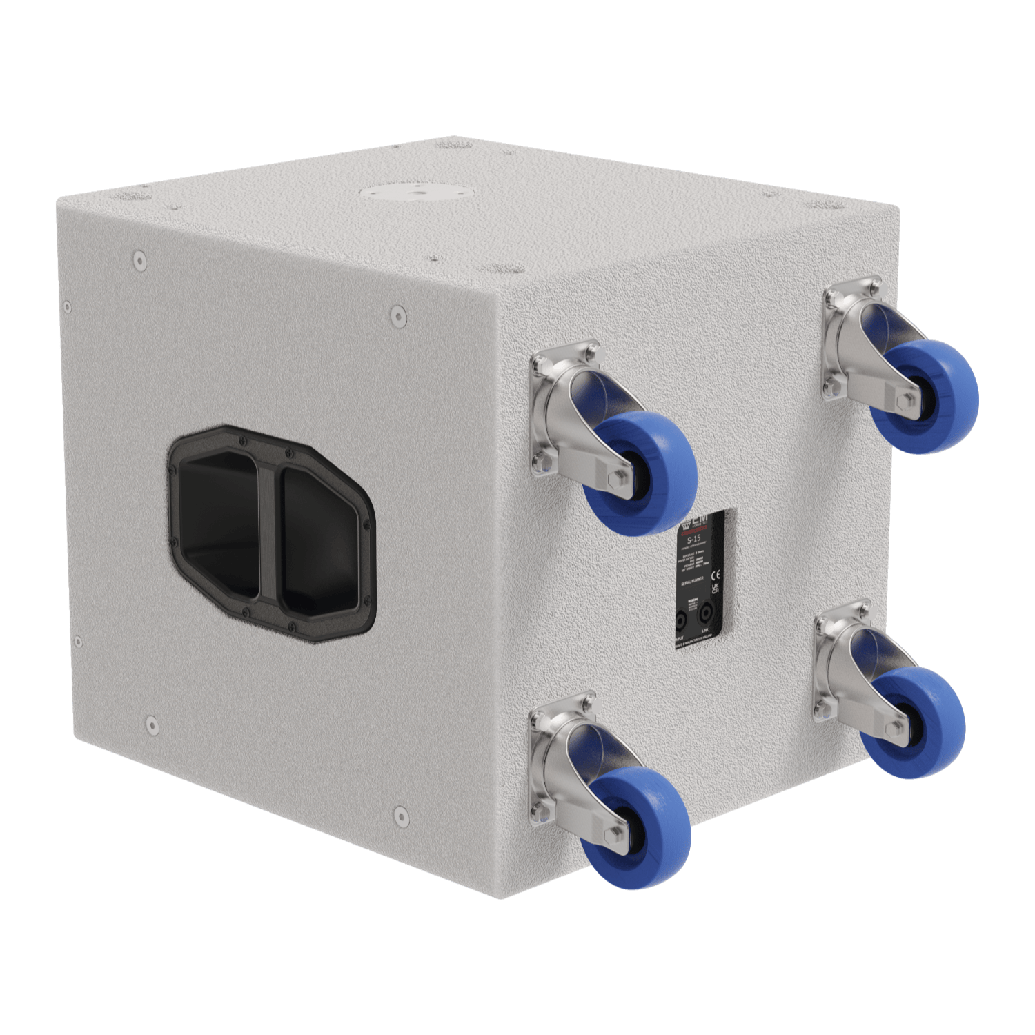 Rear of EM Acoustics S-15 Subwoofer White